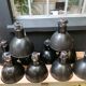 Industrial vintage factory pendant lamp, enamelled metal, 60s