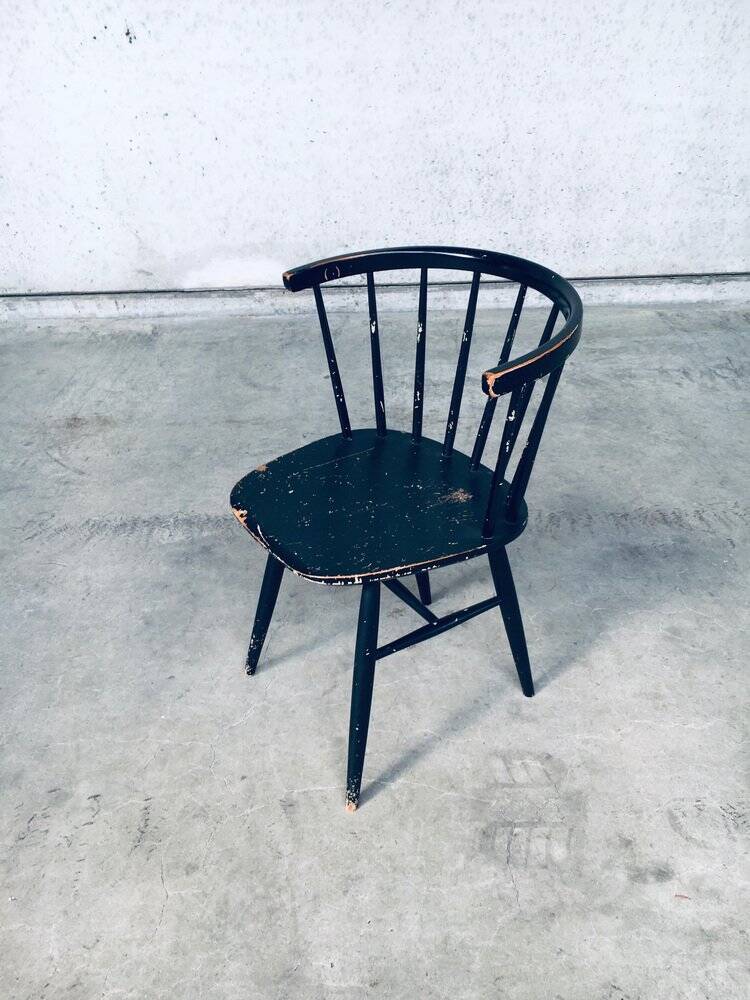 Mid-Century Scandinavian Design Curved Spindle Back Side Chair, Denmark, 1960s