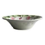 Ceramic slip dish with strawberry and flower pattern.