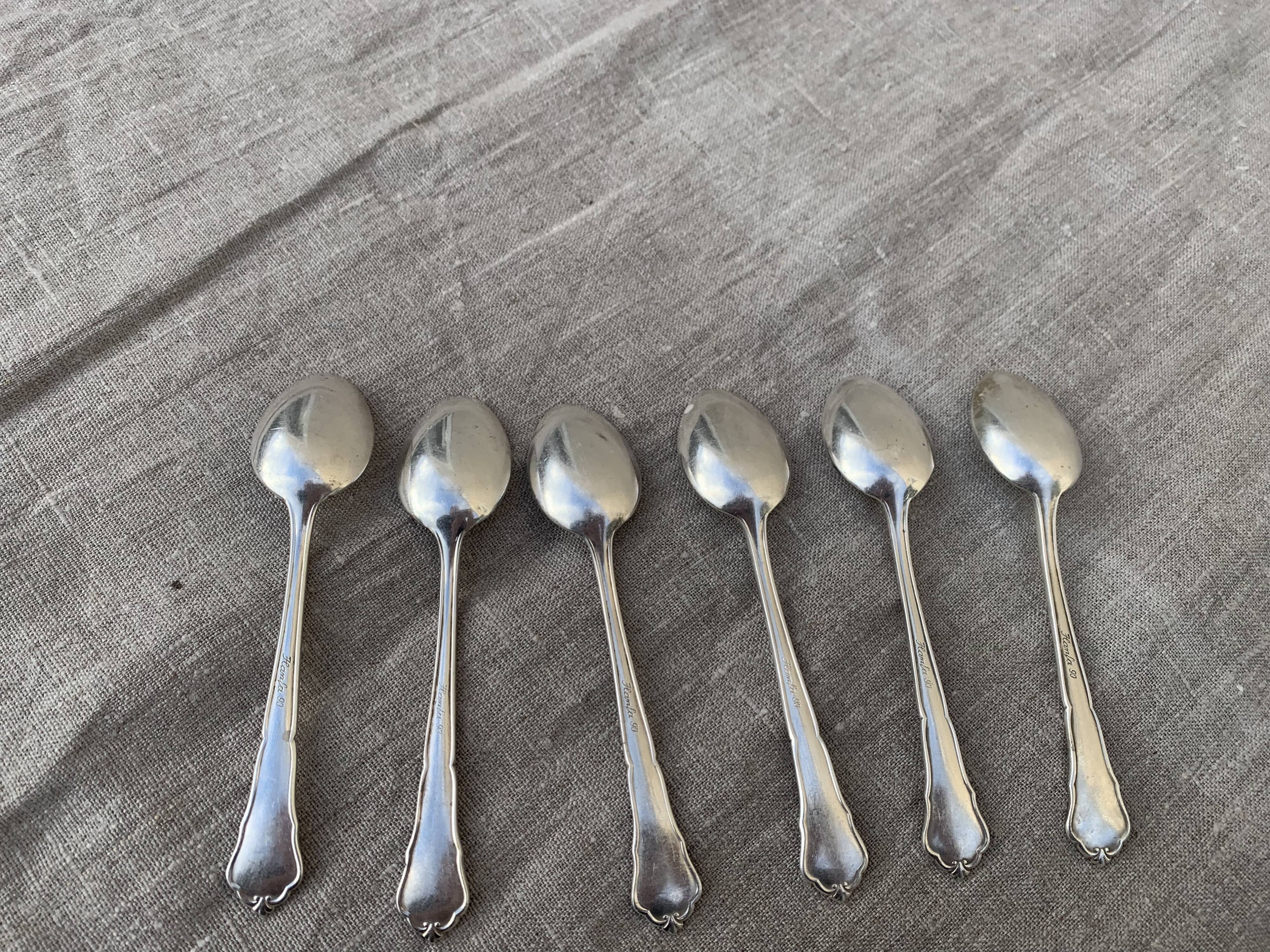 6 spoons in silver metal Hamfa 90 has antique shell pattern