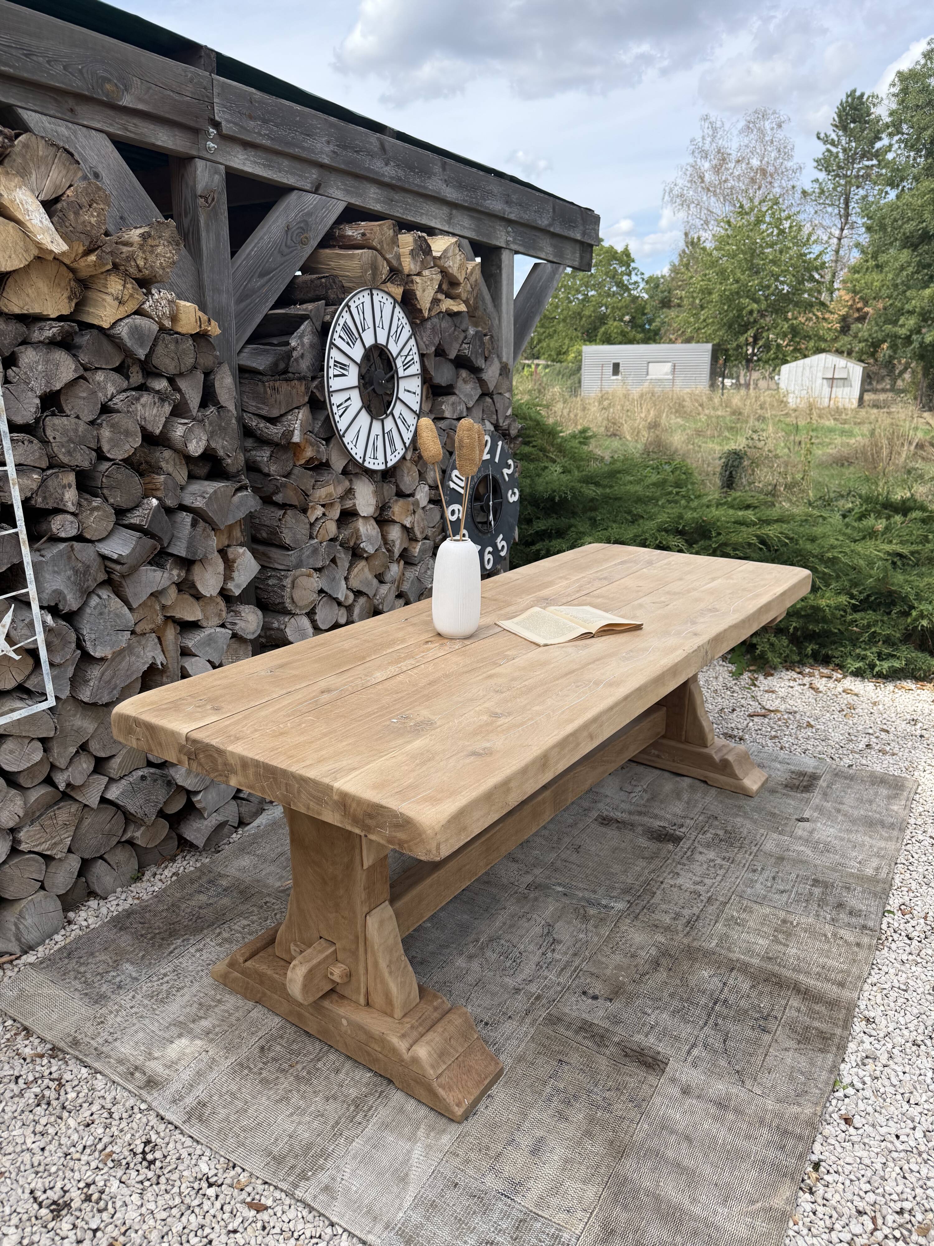 Monastery table, solid oak, 220cm.