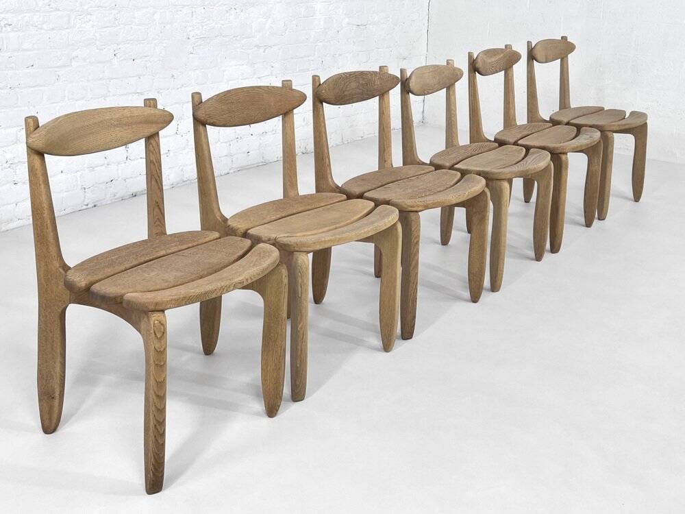Oak Dining Chairs by Guillerme & Chambron