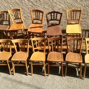 Set of 20 curved wooden bistro chairs