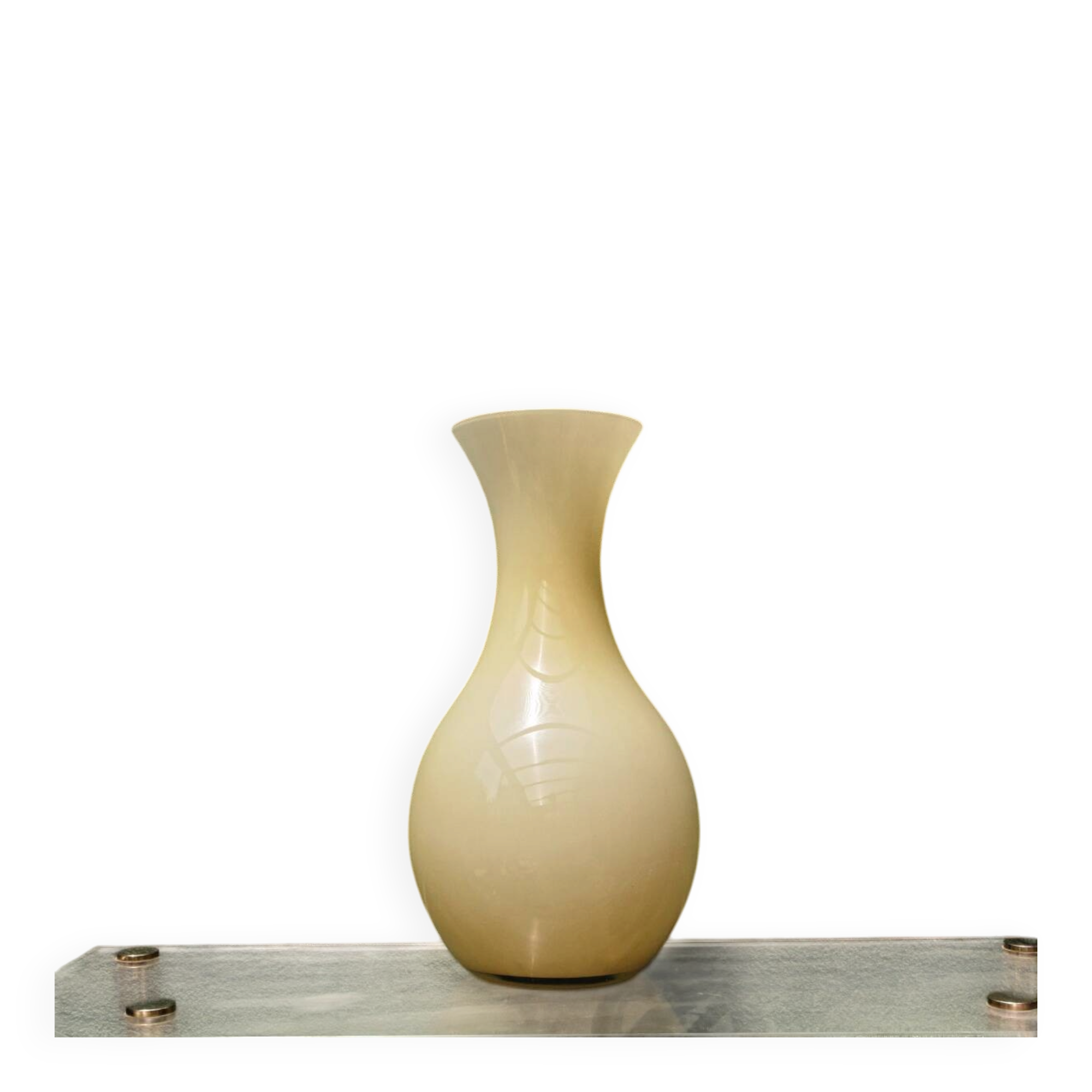 Vase de sol en verre opalin, couleur crème