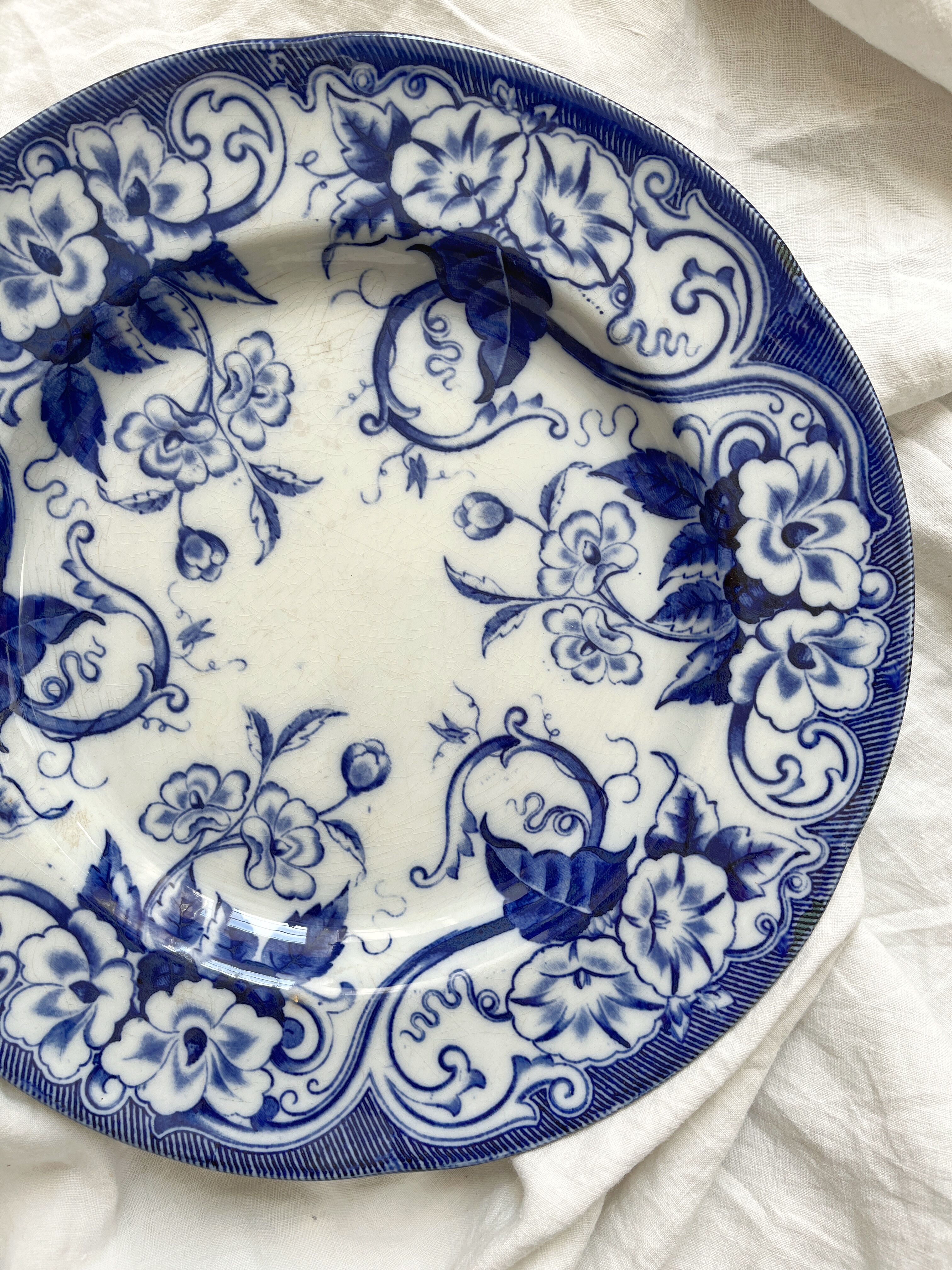 Round ironstone dish Flora Creil and Montereau late 19th century