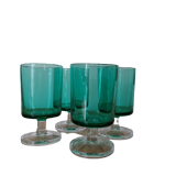 Set of 4 green vintage walking glasses