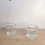 Pair of glass candle holders