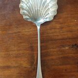 Old silver metal strawberry serving shovel spoon Ercuis goldsmith lily of the valley model