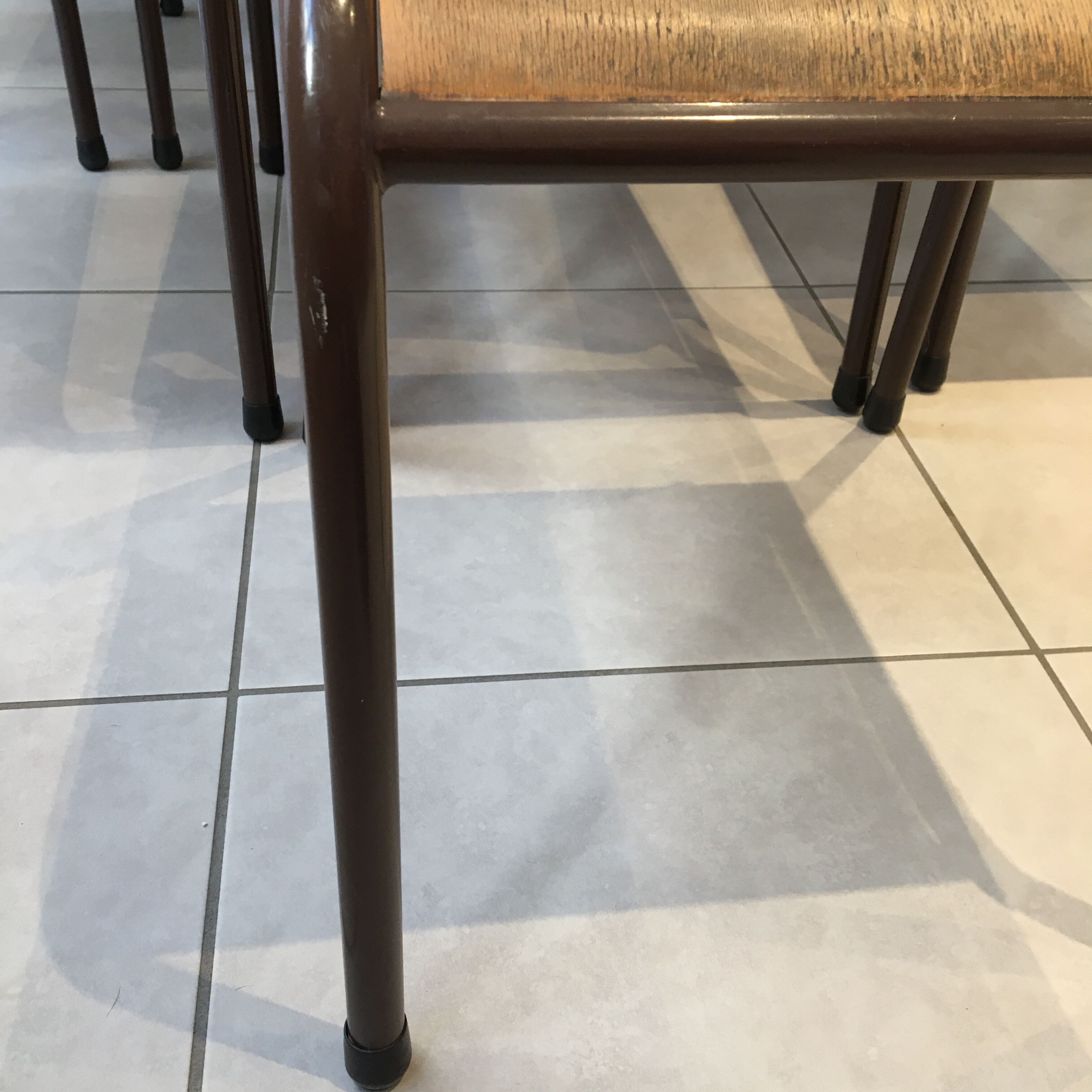 Set of 7 curved back school chairs
