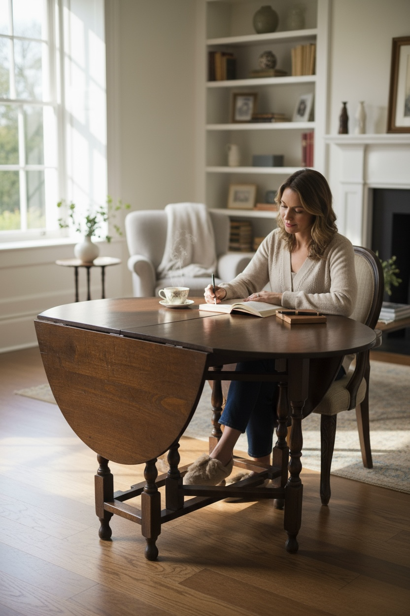 CC41 stamped steering wheel table – English furniture from the Second World War