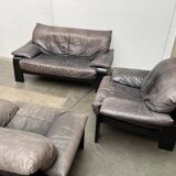 Brutalist German postmodern lounge chairs and sofa by Rolf Benz for Musterring, 1990s, set of 3.
