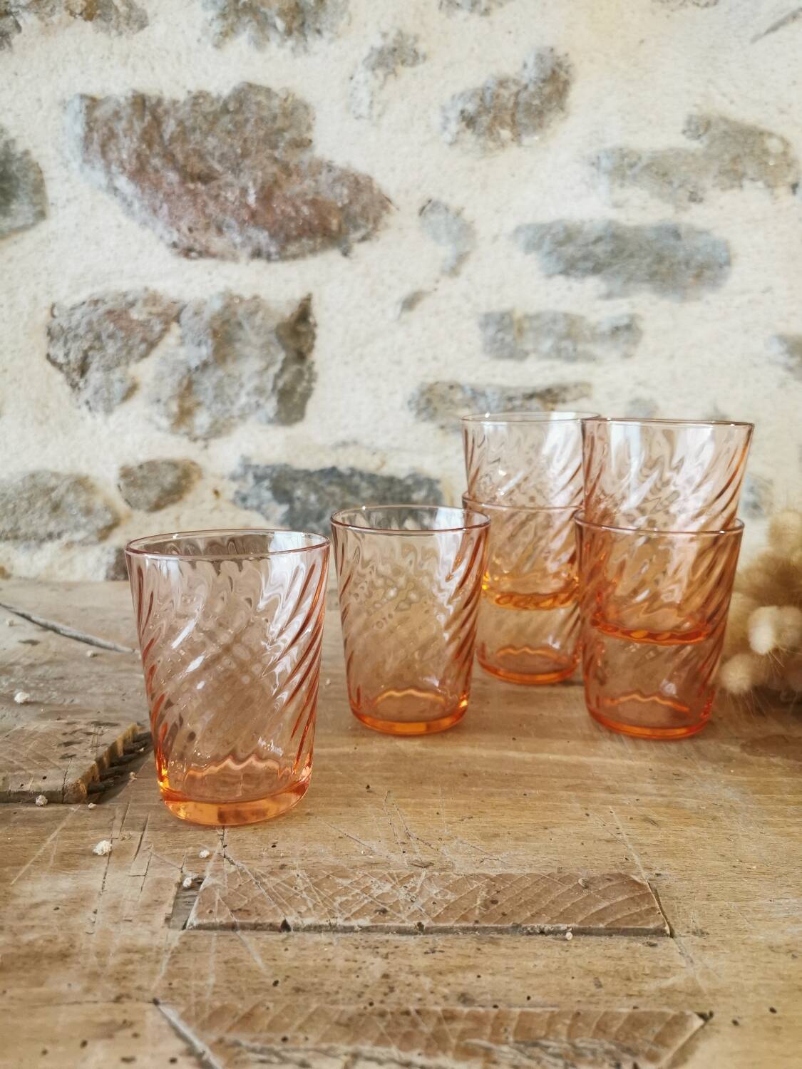 6 Rosaline glasses, vintage Arcoroc