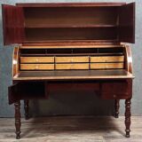 Parisian roll-top desk from the Charles X period in mottled mahogany