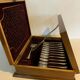 Fish service wooden blond mahogany box