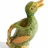 Majolica Duck Pitcher by Keller & Guérin, France, Art Nouveau, 1890