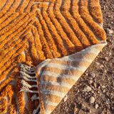 Modern peach orange blessed ouarain Berber rug
