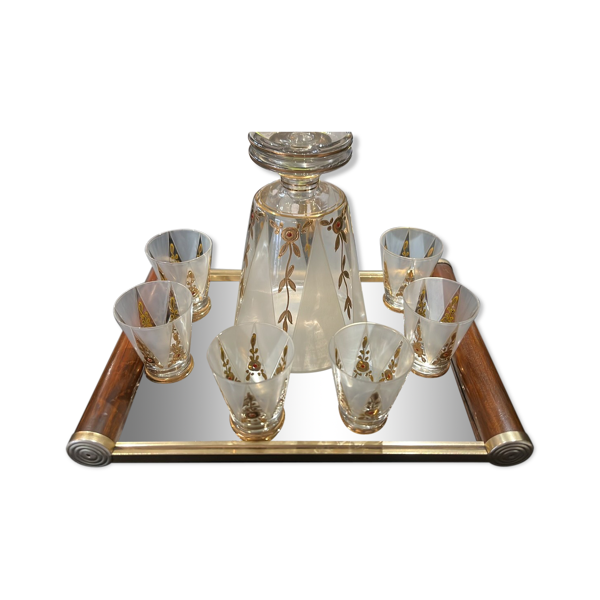 Service complet liqueur sur plateau art déco miroie