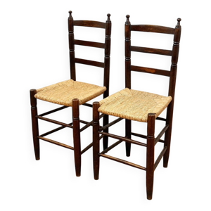 Paire de chaises paillées