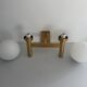 Double opal glass and heavy brass, large minimalist cinema wall light, 1960s, Germany
