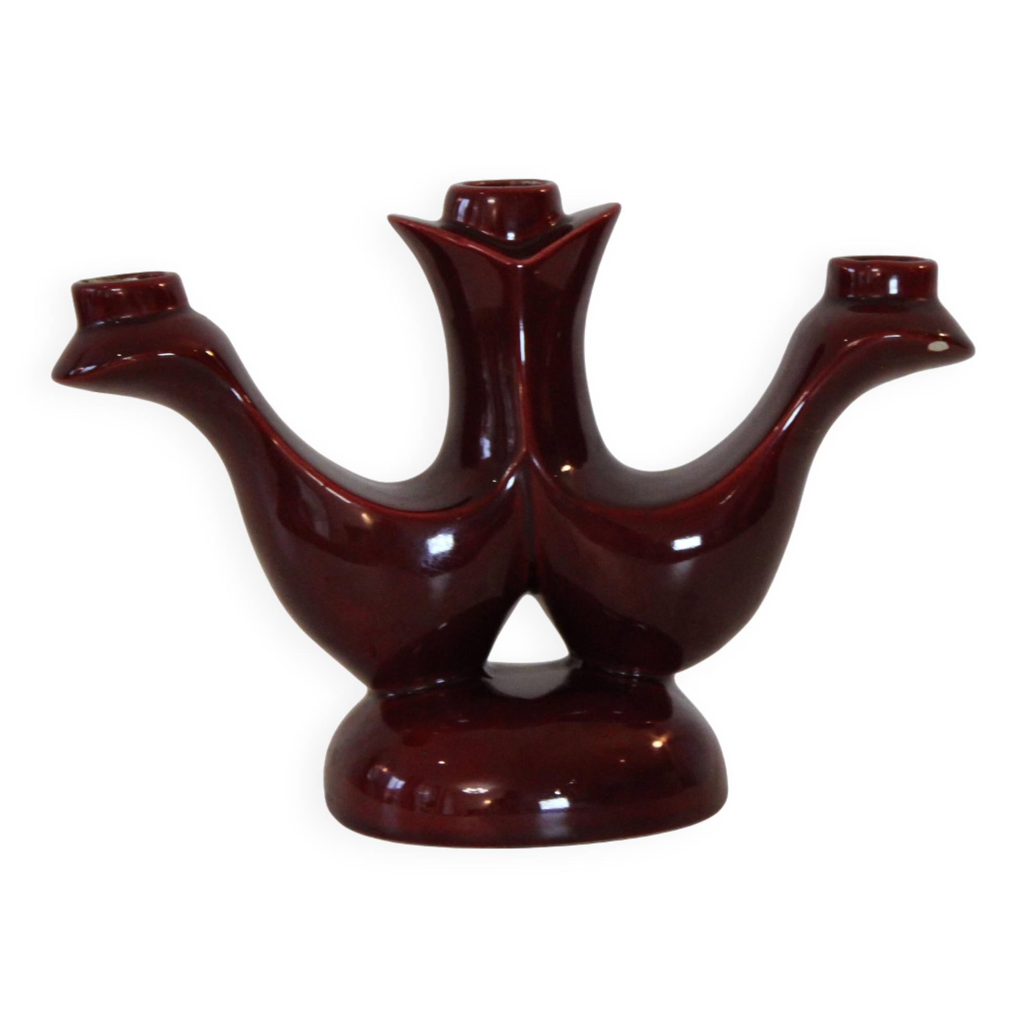 Red candle holder 1960 Saint-Clément vintage