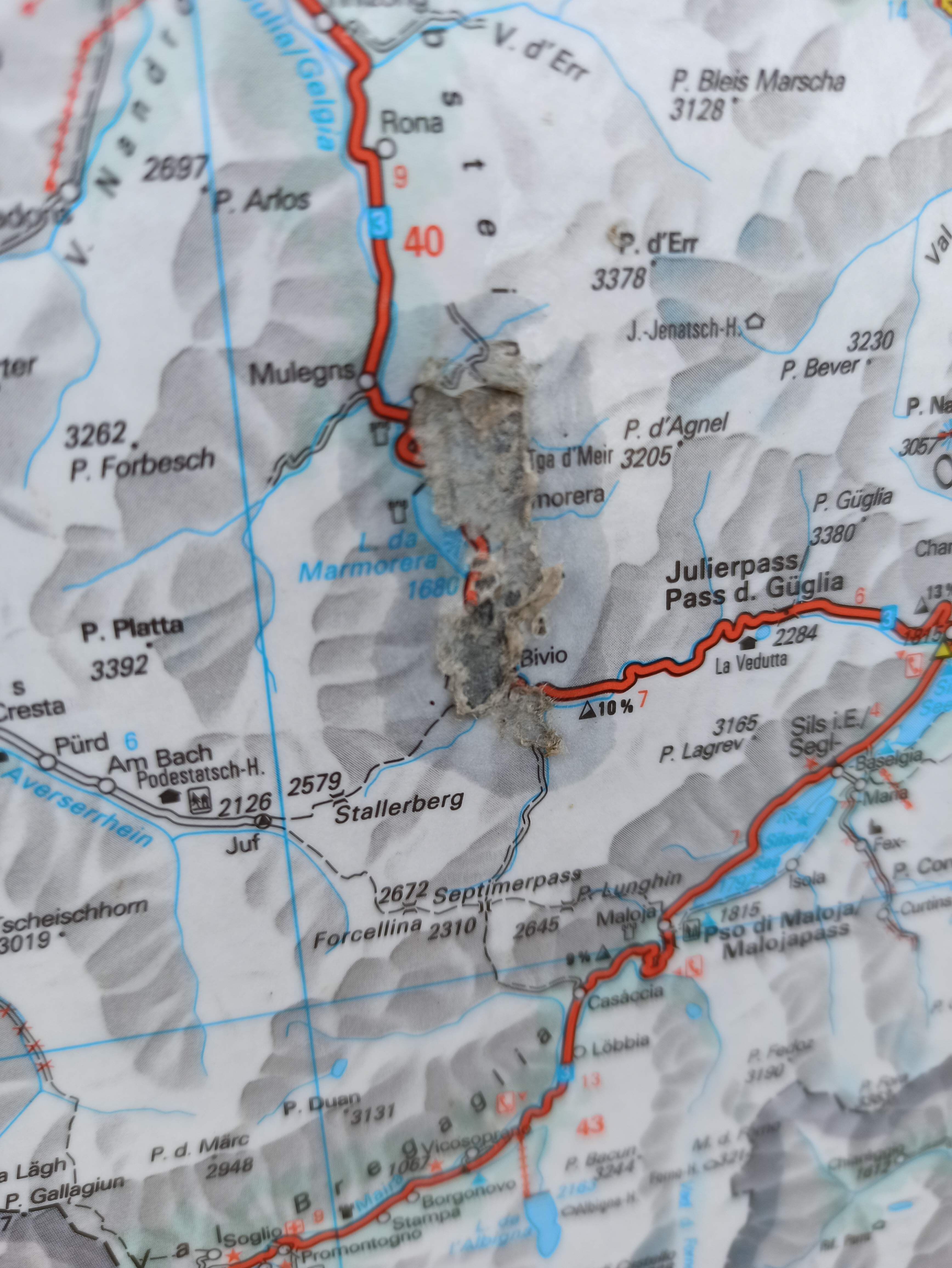 Very large Swiss road map on tole - 126 x 86.5 cm