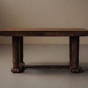 Table Art déco en chêne – France, années 1930–1940