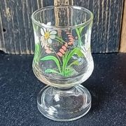 6 liqueur glasses, vintage flower decor