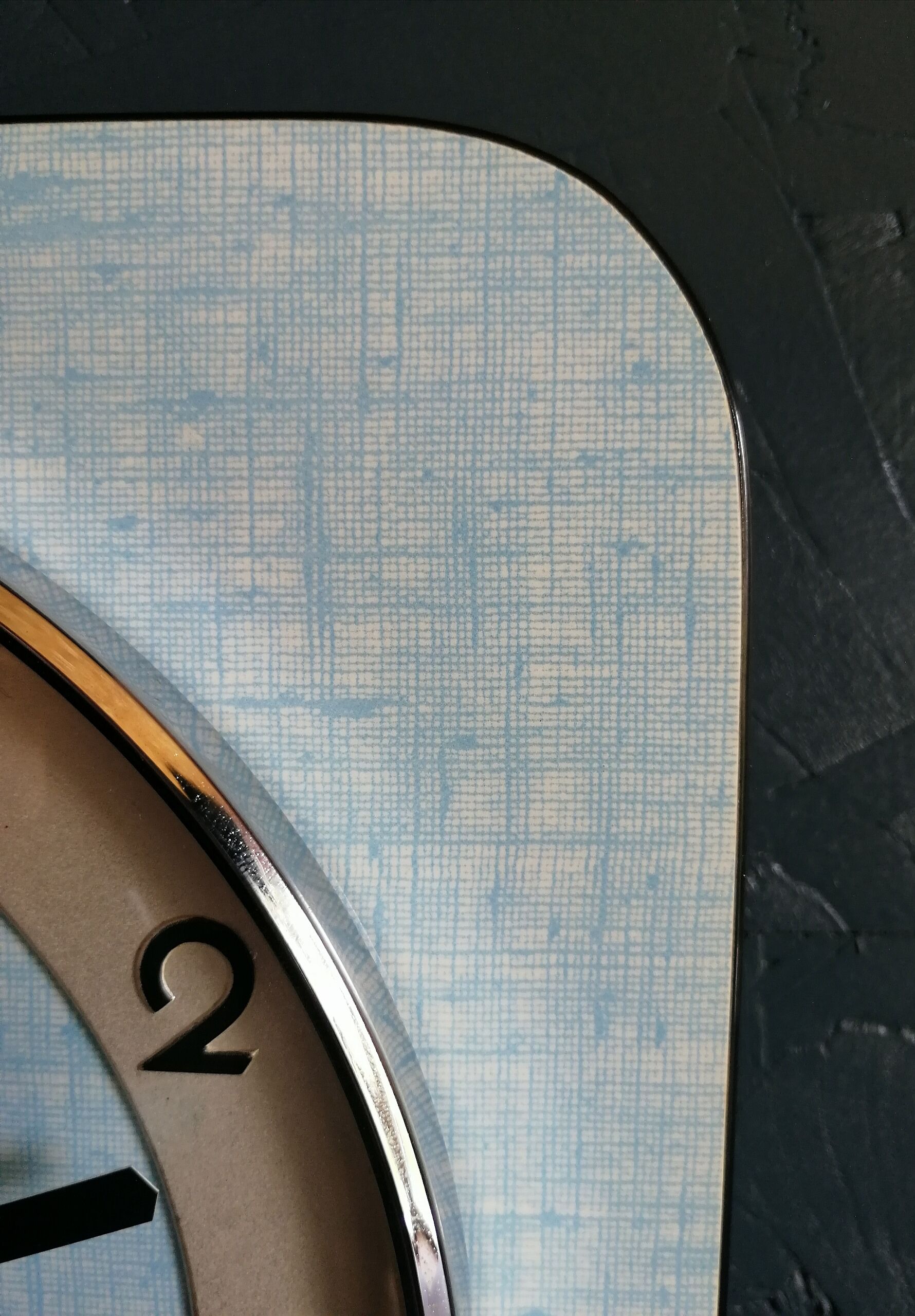 Clock formica vintage clock square wall silent "Blue Silver Sky"