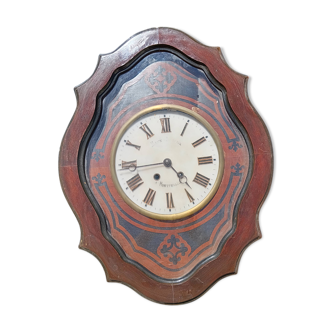 Bull's eye clock in a blackened wooden box, VERCIER in Montpellier approximately 60x50cm