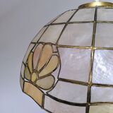 Mother-of-pearl and brass pendant light