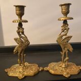 Paire d’anciens bougeoirs en bronze