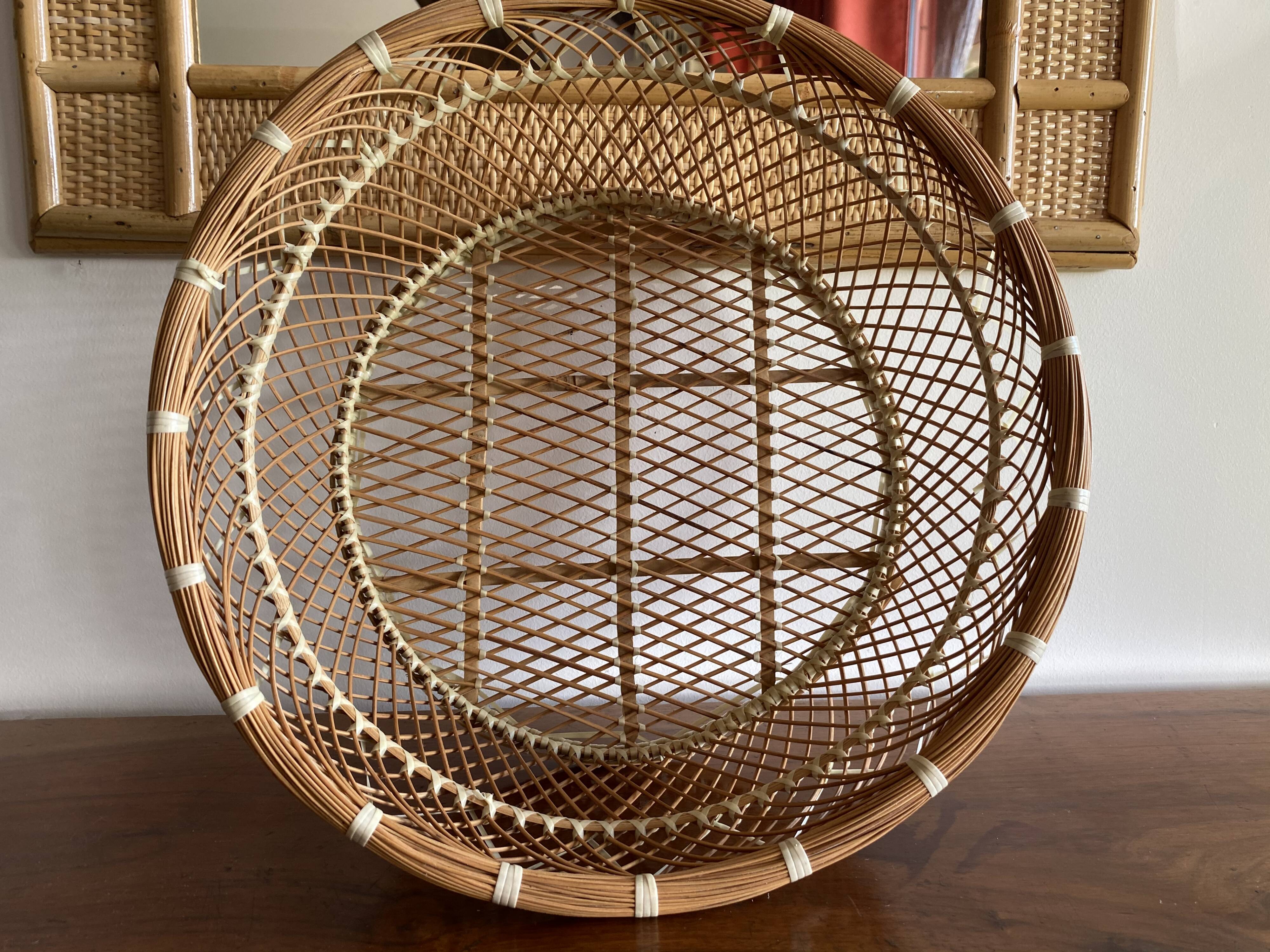 Large XL basket in braided rattan
