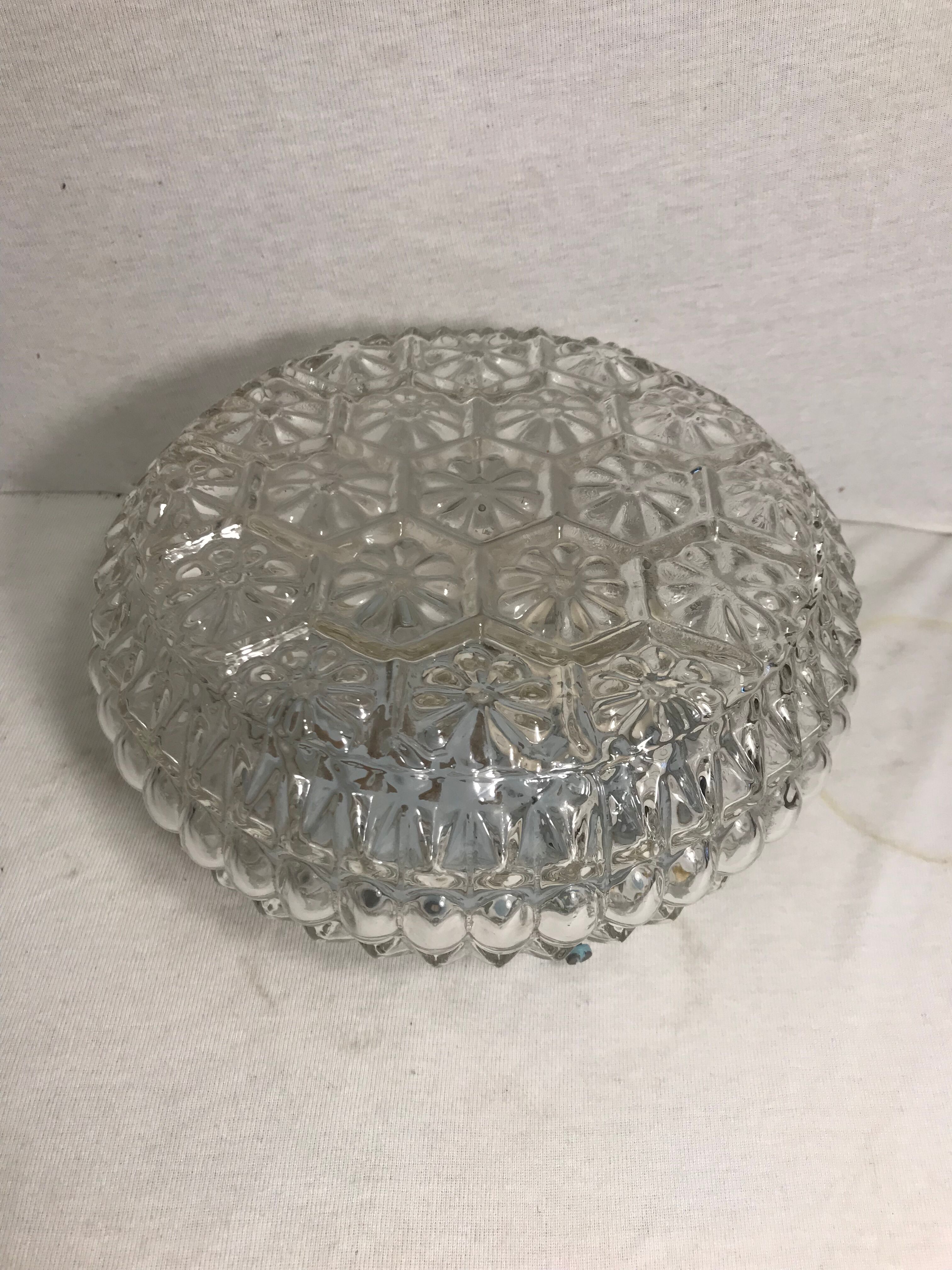 Wall ceiling round glass shape flowers & support vintage metal