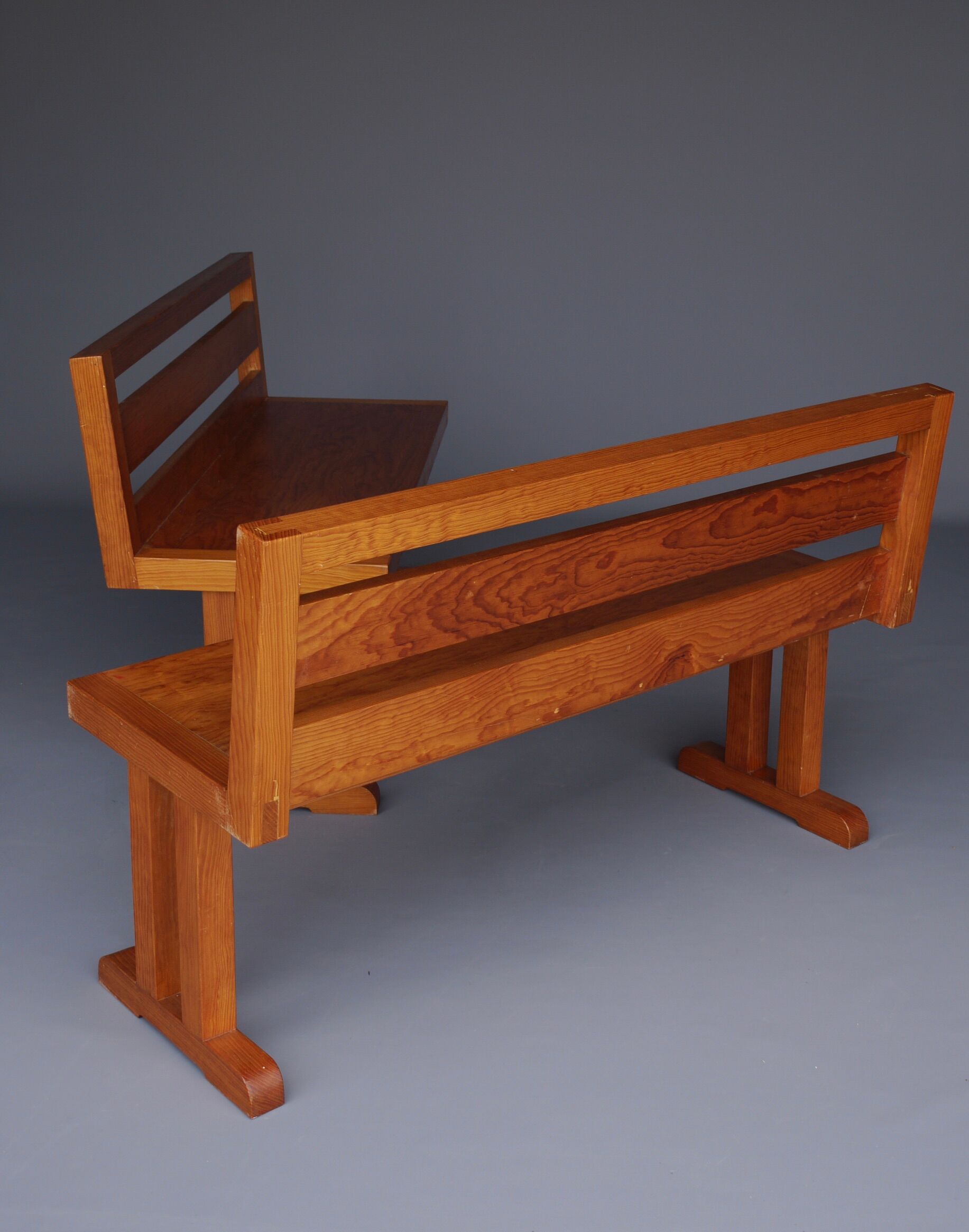 Pair of vintage scandinavian pine benches, 1970s