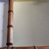 Turned wooden mirror in imitation of bamboo, mid-century, 50 cm x 60 cm