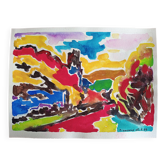 Gouache on paper from 1989, Pierre Lacroux (1909-1993)