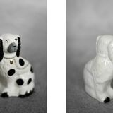 Vintage ceramic figurine from Staffordshire depicting a spaniel dog, England.