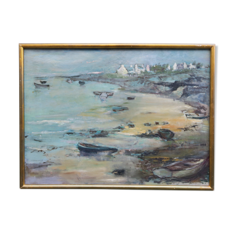 Painting seaside brittany artists' lounge 1970