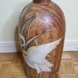 Decorative jar in painted solid wood, 57 cm