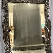 Mirror 191x122 cm period XIXth in natural wood, decoration of chimeras, satyrs
