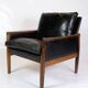 Armchair Made In Rosewood & Black Leather Cushions By Hans Olsen From 1960s