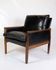 Armchair Made In Rosewood & Black Leather Cushions By Hans Olsen From 1960s