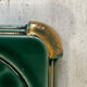 Art Deco bottle coaster in speckled green glazed ceramic and