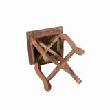 Tabouret repose plante patine rose ancien bois teck