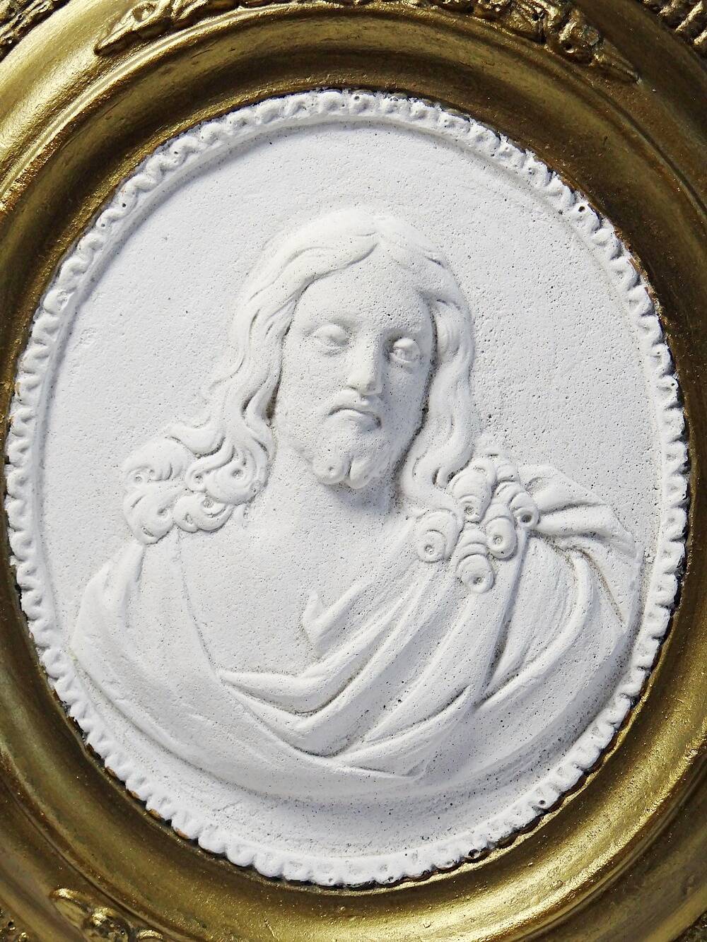 Religious wall medallion Christ plaster antique 19th century Louis XVI style 19th century