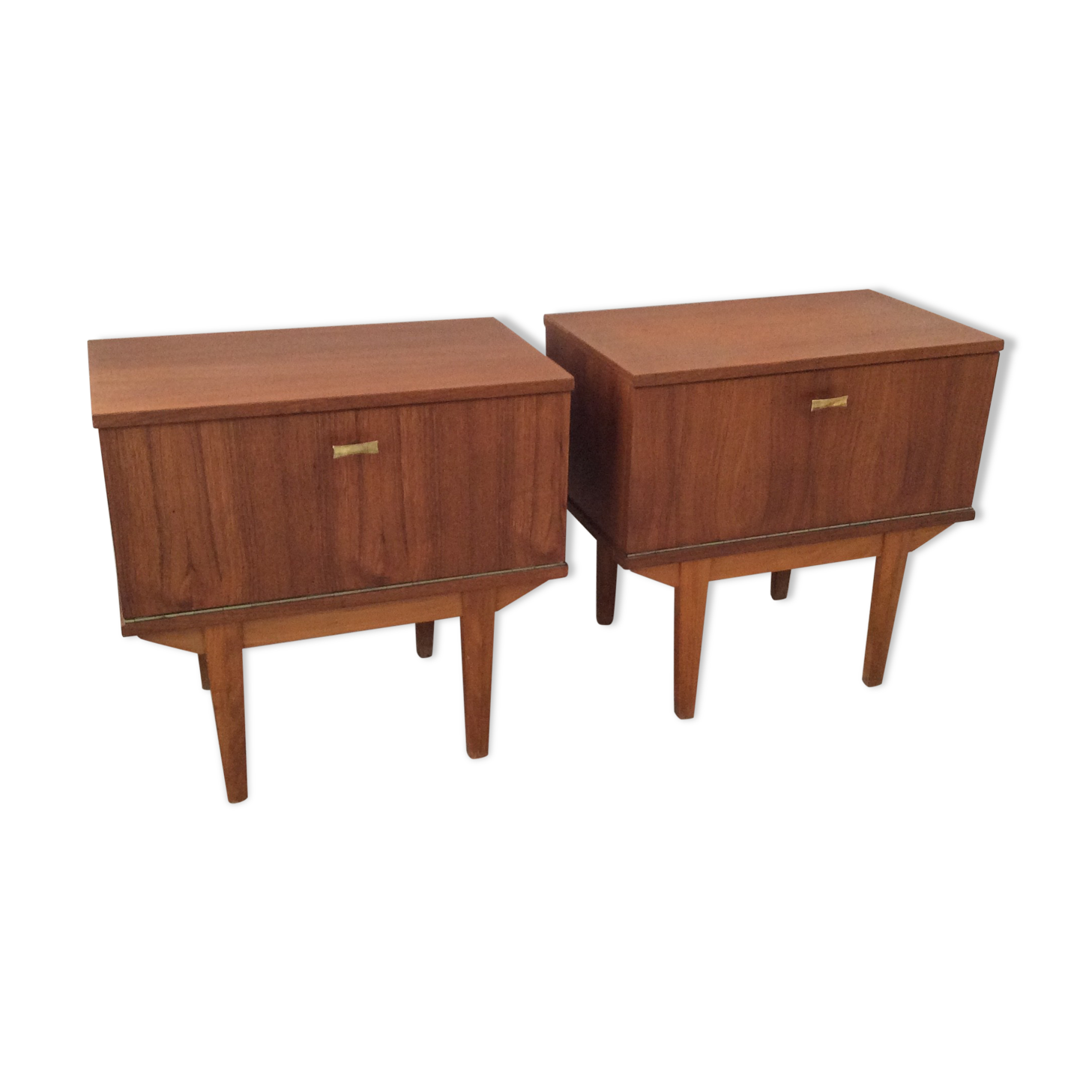 Pair of Scandinavian bedsides in 60s teak