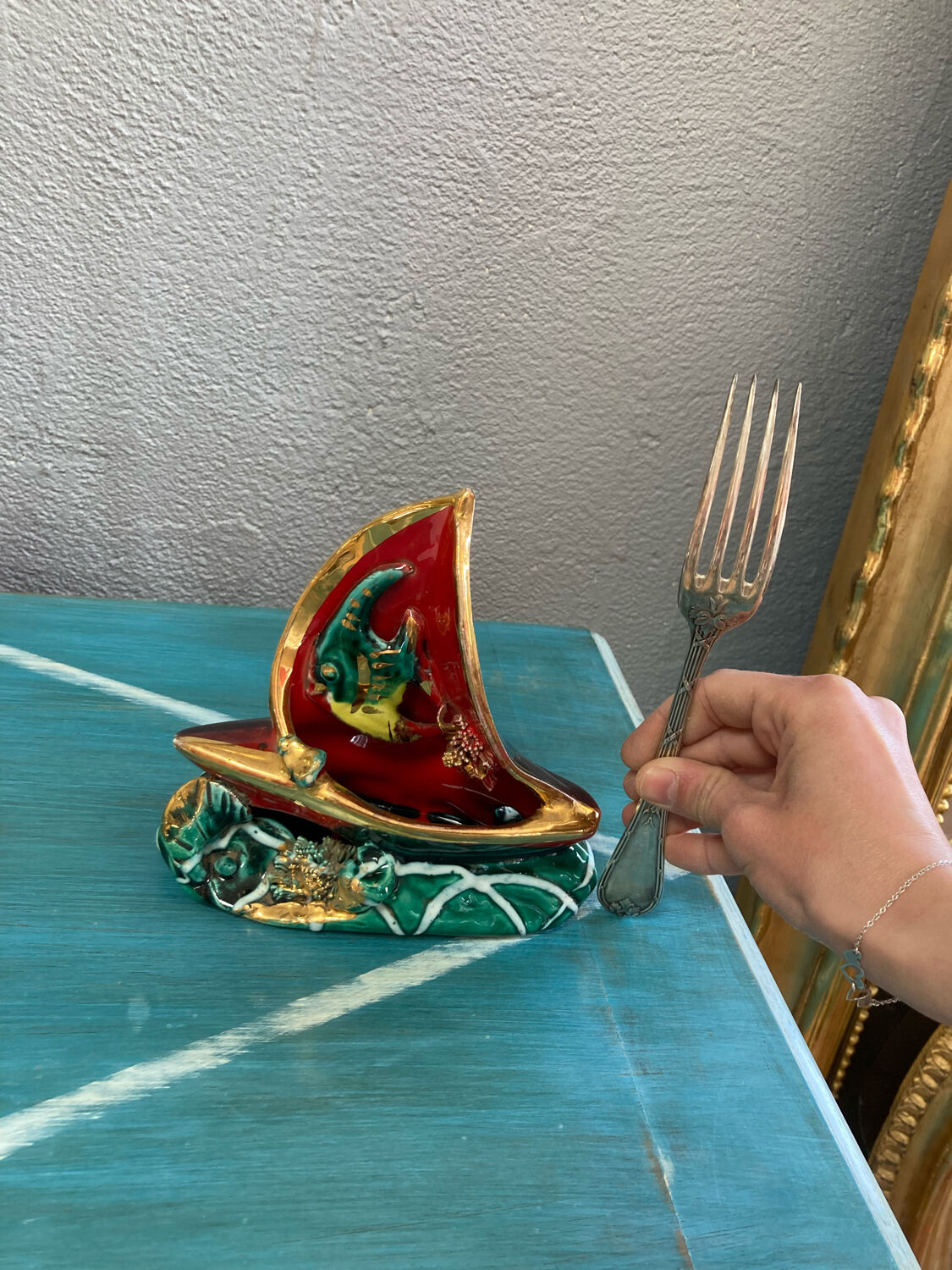 Night light lamp Ceramic fish Vallauris