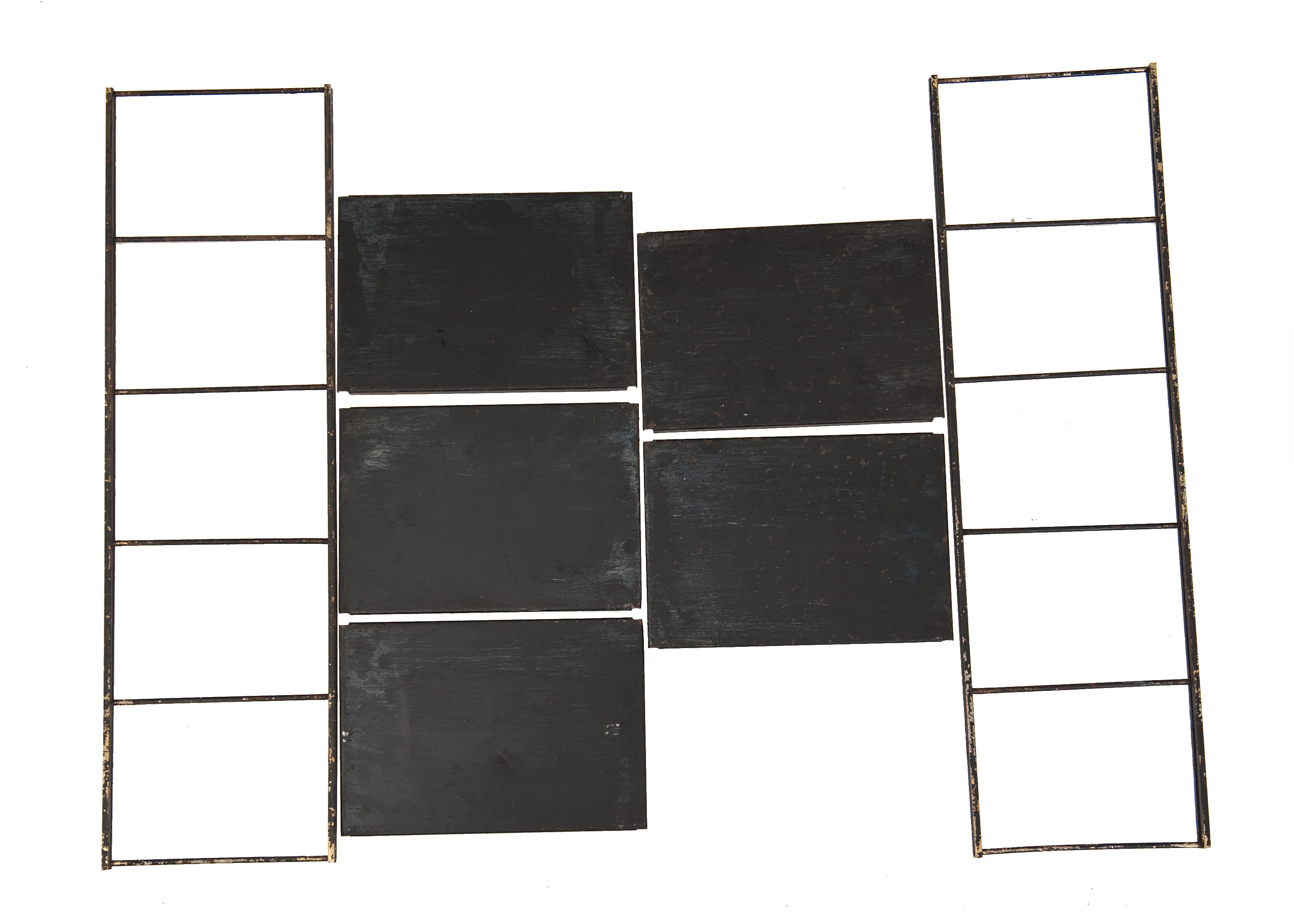 Modular wall shelf string with 8 metal shelves year 60