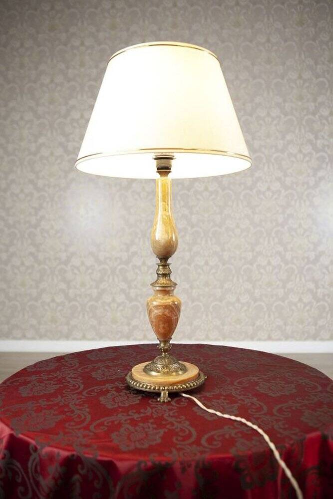 Marble and Copper Night Table Lamp, Late 20th Century