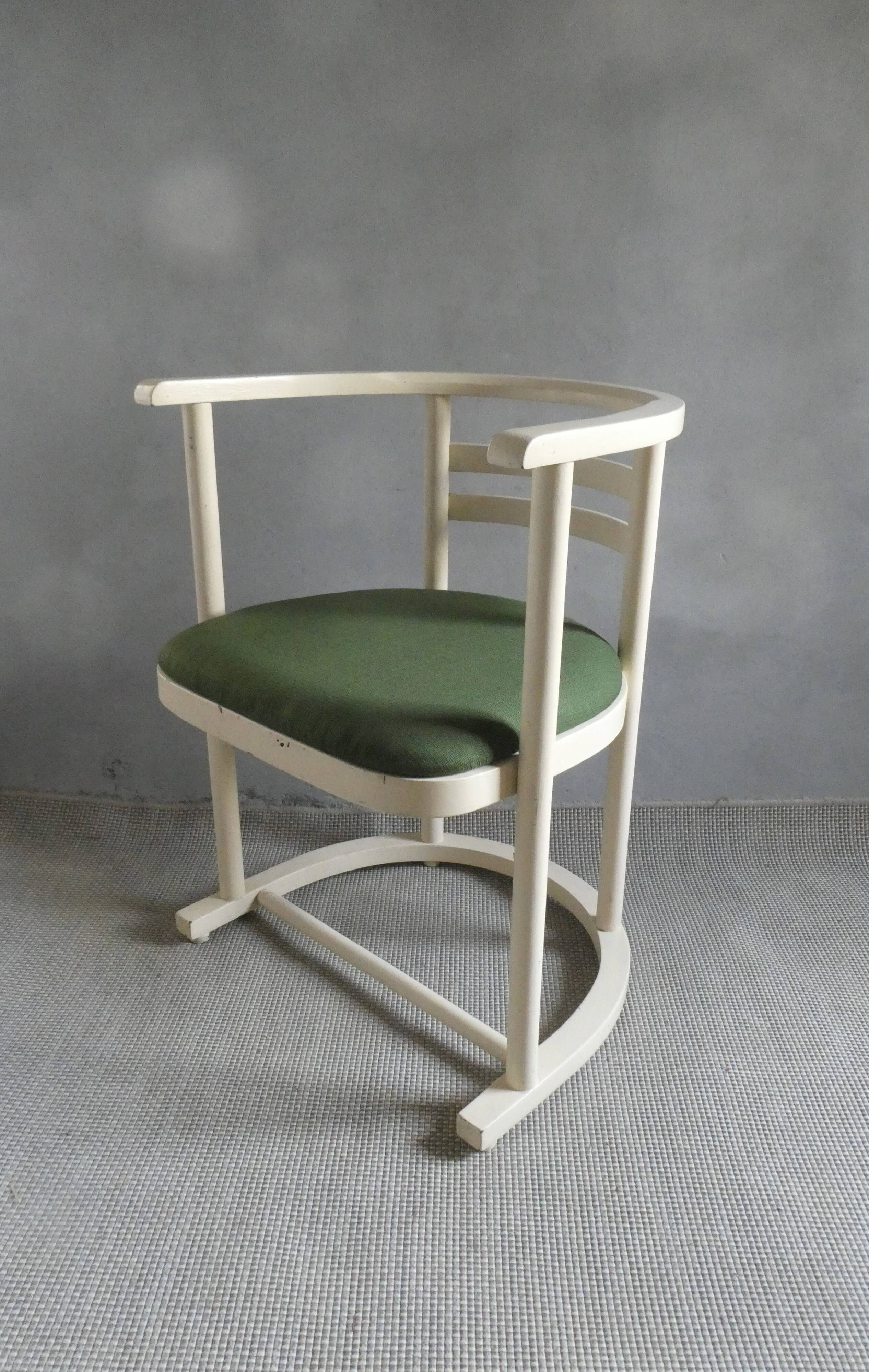 White patina wooden armchair, 1950s